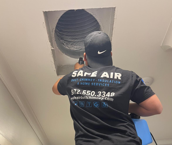 Air duct cleaning in Garland, Texas, performed by a professional air duct cleaning company for improved air quality.