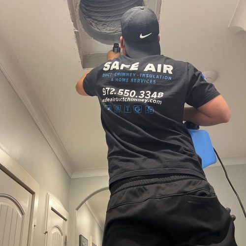 Air duct cleaning in Garland, Texas, performed by a professional air duct cleaning company for improved air quality.