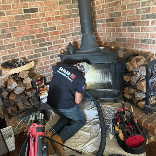 Fireplace cleaning service in Lewisville, Texas, ensuring a clean and efficient fireplace.