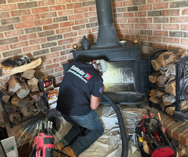 Fireplace cleaning service in Lewisville, Texas, ensuring a clean and efficient fireplace.