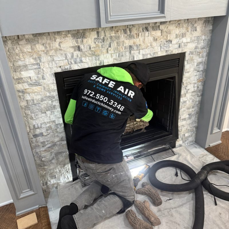 Chimney cleaning services by a trusted chimney company in Denton, Texas.